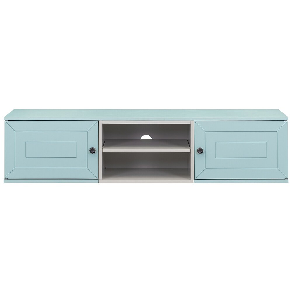 Wall Mounted Floating TV Stand with Large Storage Space and 3 Shelves