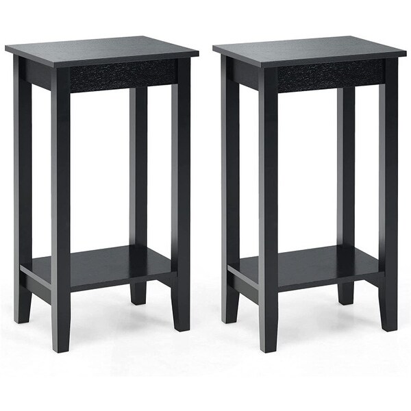 Set of 2 Versatile 2-Tier End Tables with Storage Shelf