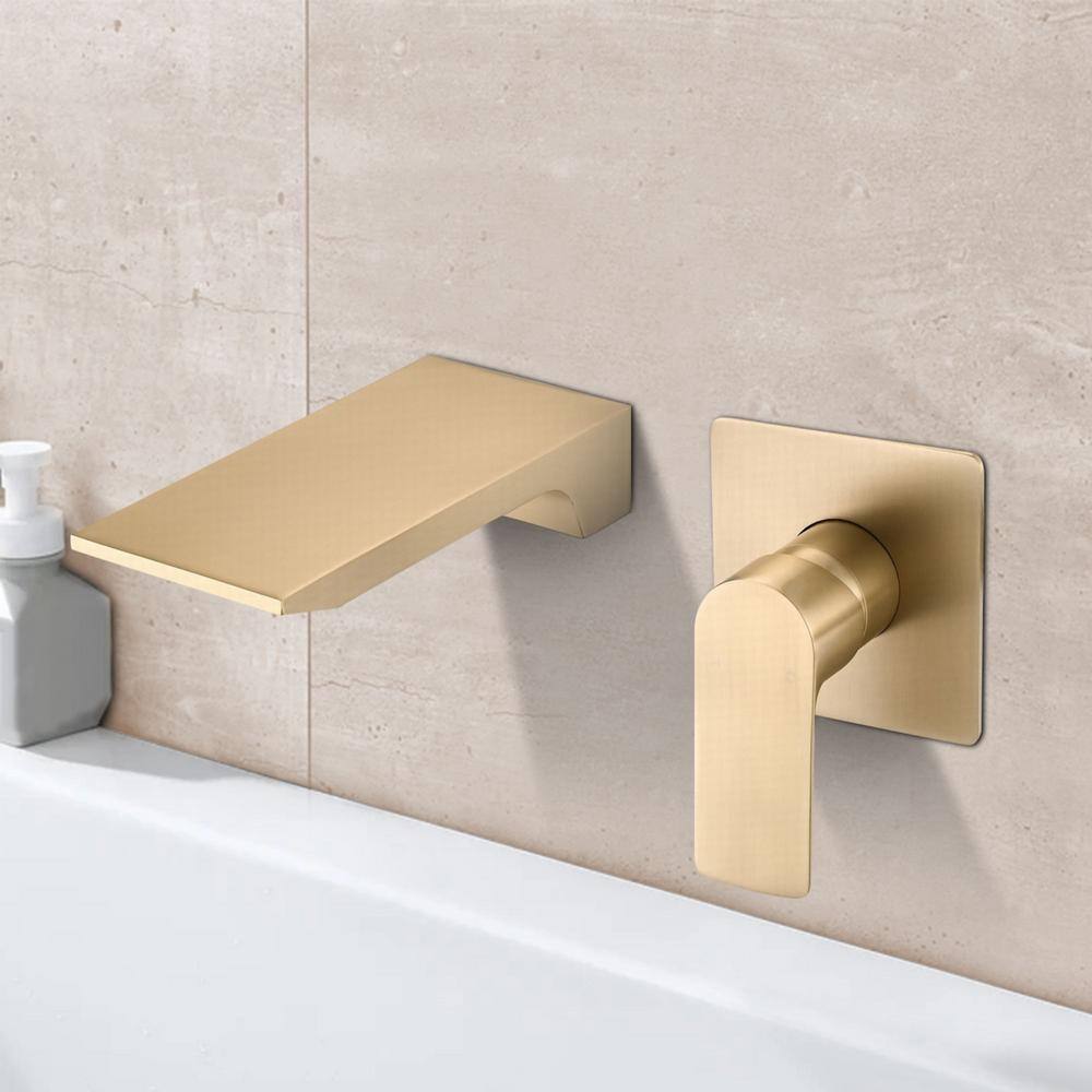 Satico Single-Handle Waterfall Spout Wall Mount Bathroom Sink Faucet in Brushed Gold SCBF121704