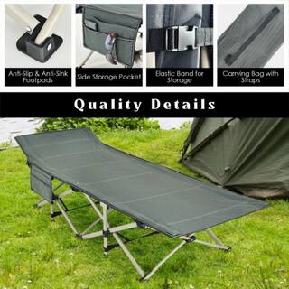 Alpulon Gray Wide Foldable Camping Cot with Carrying Bag ZMWV071