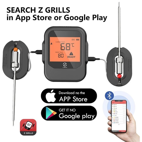 Z GRILLS Wood Pellet Grill Smoker with Wireless Meat Probe Thermometer