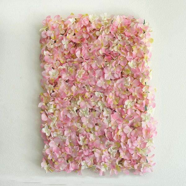 Pink / Cream UV Protected Hydrangea Flower Wall Mat Backdrop 4 Artificial Panels 11 Sq ft.