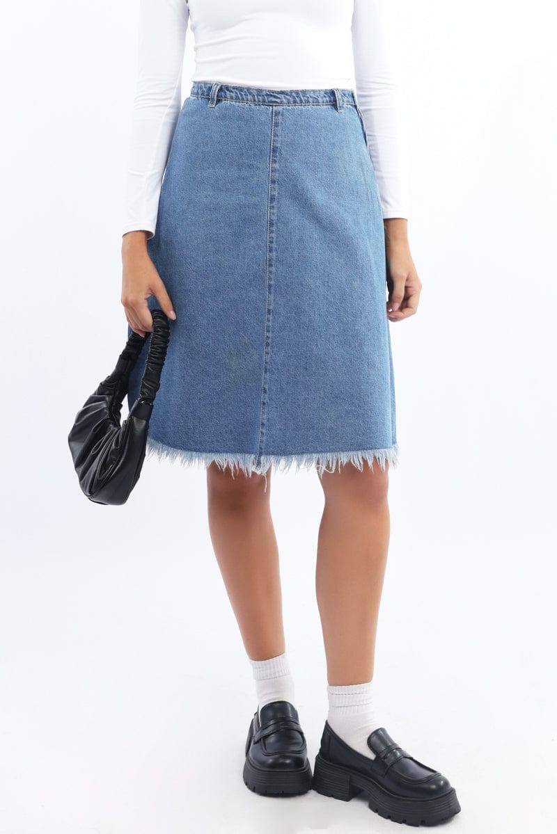 Denim Midi Denim Skirt