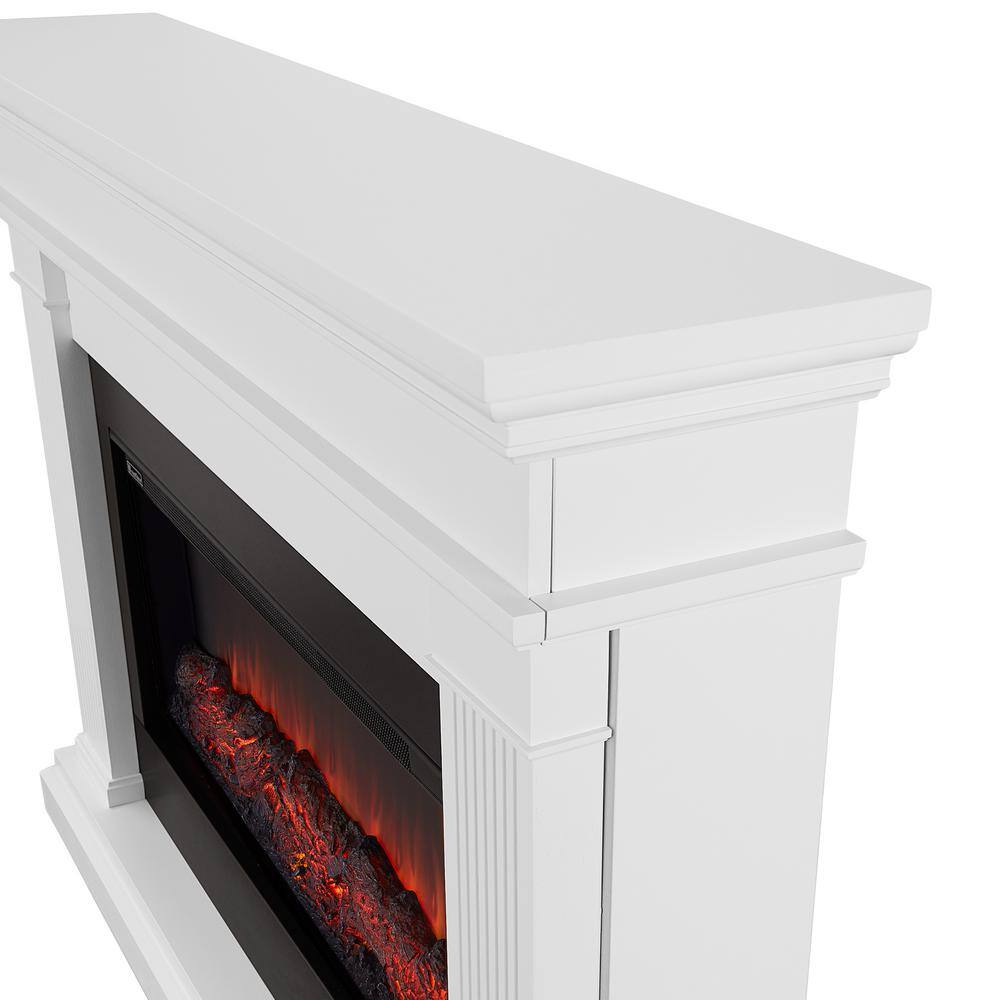 Real Flame Beau 59 in. Freestanding Electric Fireplace in White 8080E-W