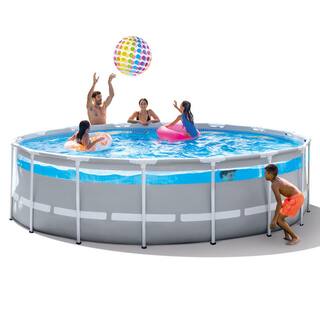 INTEX 16 ft. x 48 in. Clearview Prism Above Ground Swimming Pool with Pump Round 26729EH