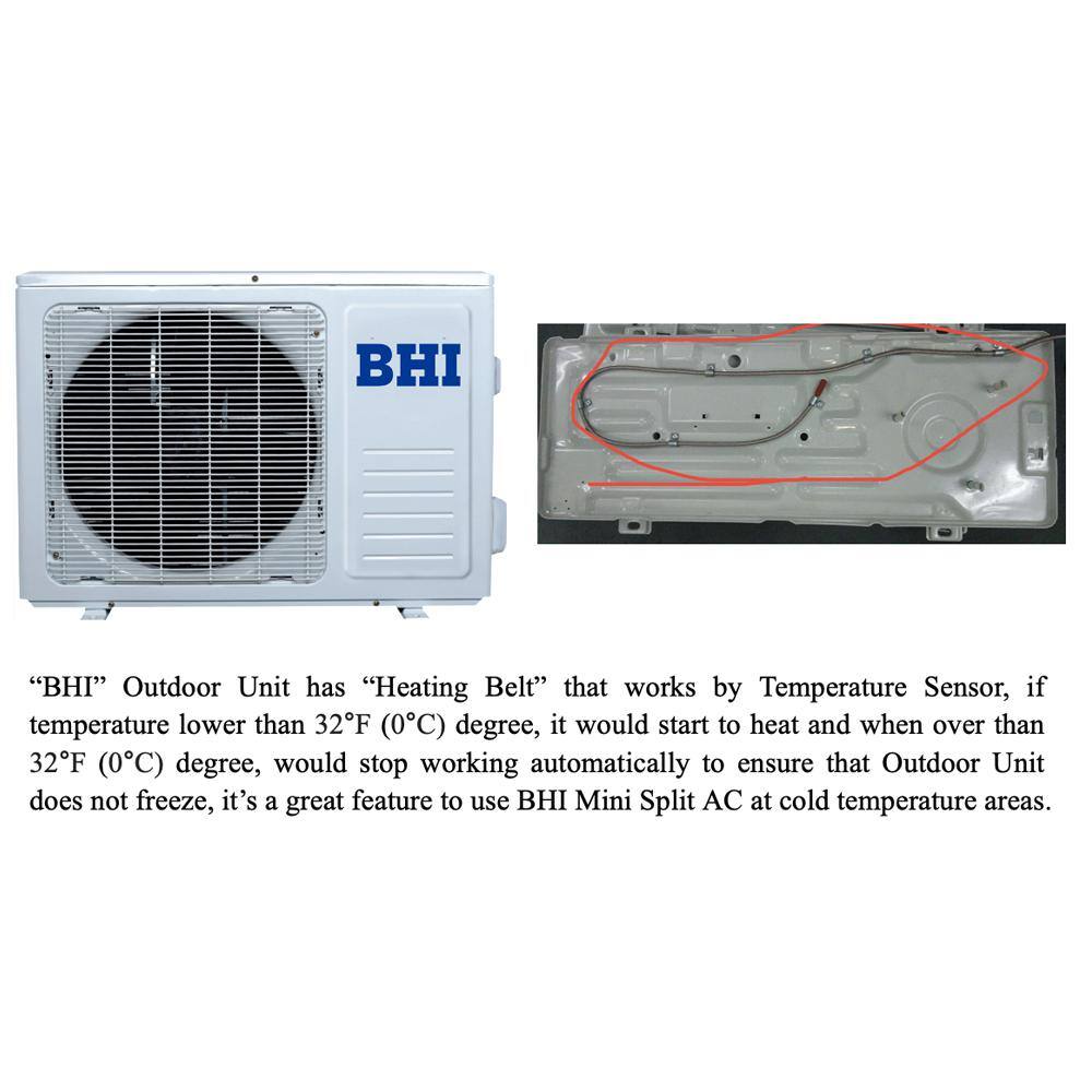 BHI 12000 BTU 1 Ton Ductless Mini Split Air Conditioner with Heat Pump Wi-Fi 115V BHI-12K115V-US-C