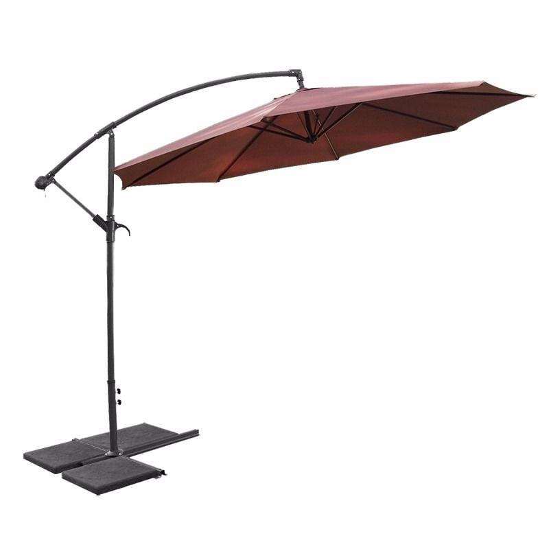 Barton 10' feet Outdoor Offset Cantilever Patio Umbrella Crank with Base, Brown