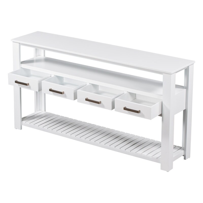 Modern Console Table Entryway Table with 4 Drawers 2 Shelves