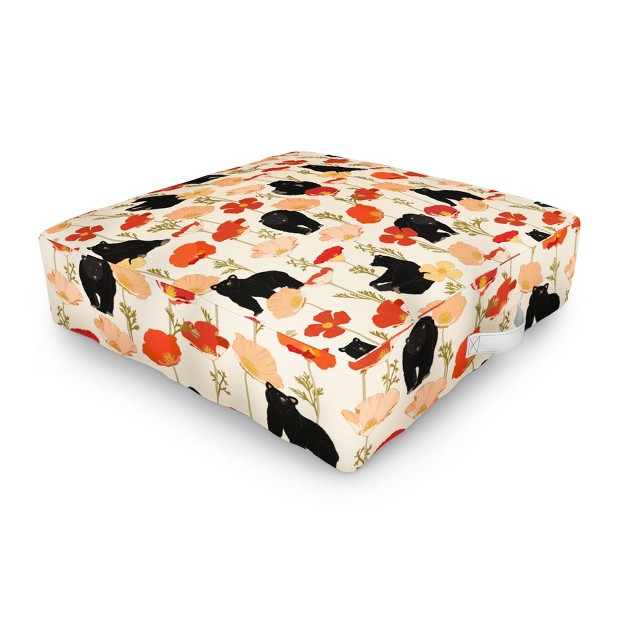 Iveta Abolina California Poppies And Bears Outdoor Floor Cushion Deny Designs