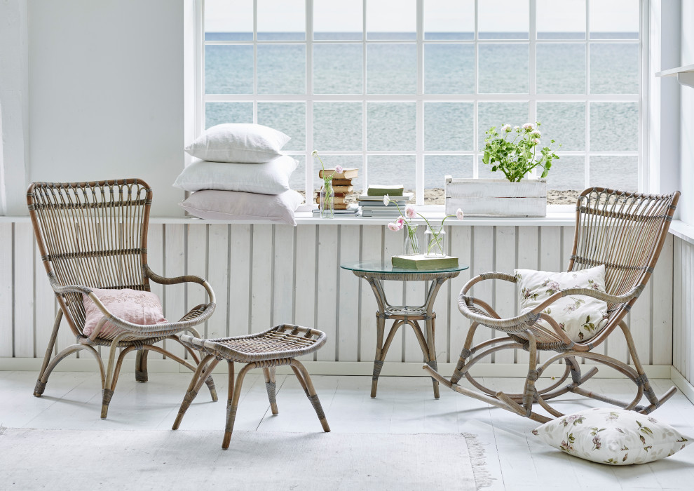 Monet Highback Rattan Lounge Chair and Footstool  Taupe Gray   Tropical   Armchairs And Accent Chairs   by Sika Design  Houzz