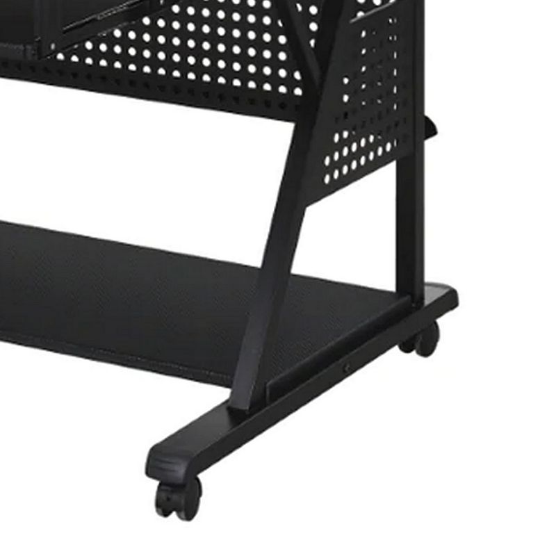 Gia 67 Inch Music Desk Studio Workstation， Keyboard Tray， Shelves， Black