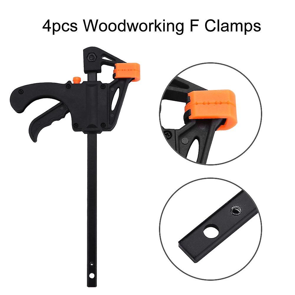 4pcs 4inch Bar F Clamps Clip Grip Quick Ratchet Release Woodworking Diy Hand Tool Kit