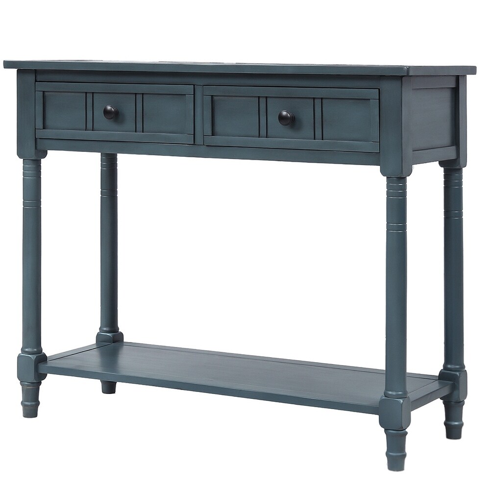 Console Table Traditional Design with Two Drawers and Bottom Shelf