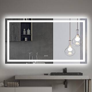 ES-DIY 60 in. W x 36 in. H Large Frameless Rectangular Anti-Fog Wall Bathroom Vanity Mirror in Silver HO11LDBM6036FY