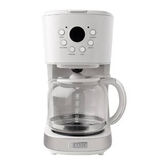 HADEN Heritage 12-Cup Ivory White Retro Style Coffee Maker Programmable with Strength Control and Timer 75061