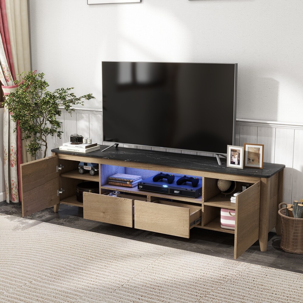 Storage TV stand for Up to 80 inch with LED Lights