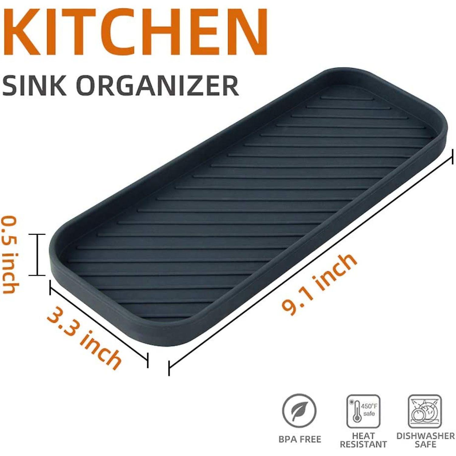 Soap Tray For Kitchen Sink， 3 Pack Silicone Sponge Holder Kitchen Sink Organizer Silicone Soap Tray Bathroom Sink Tray