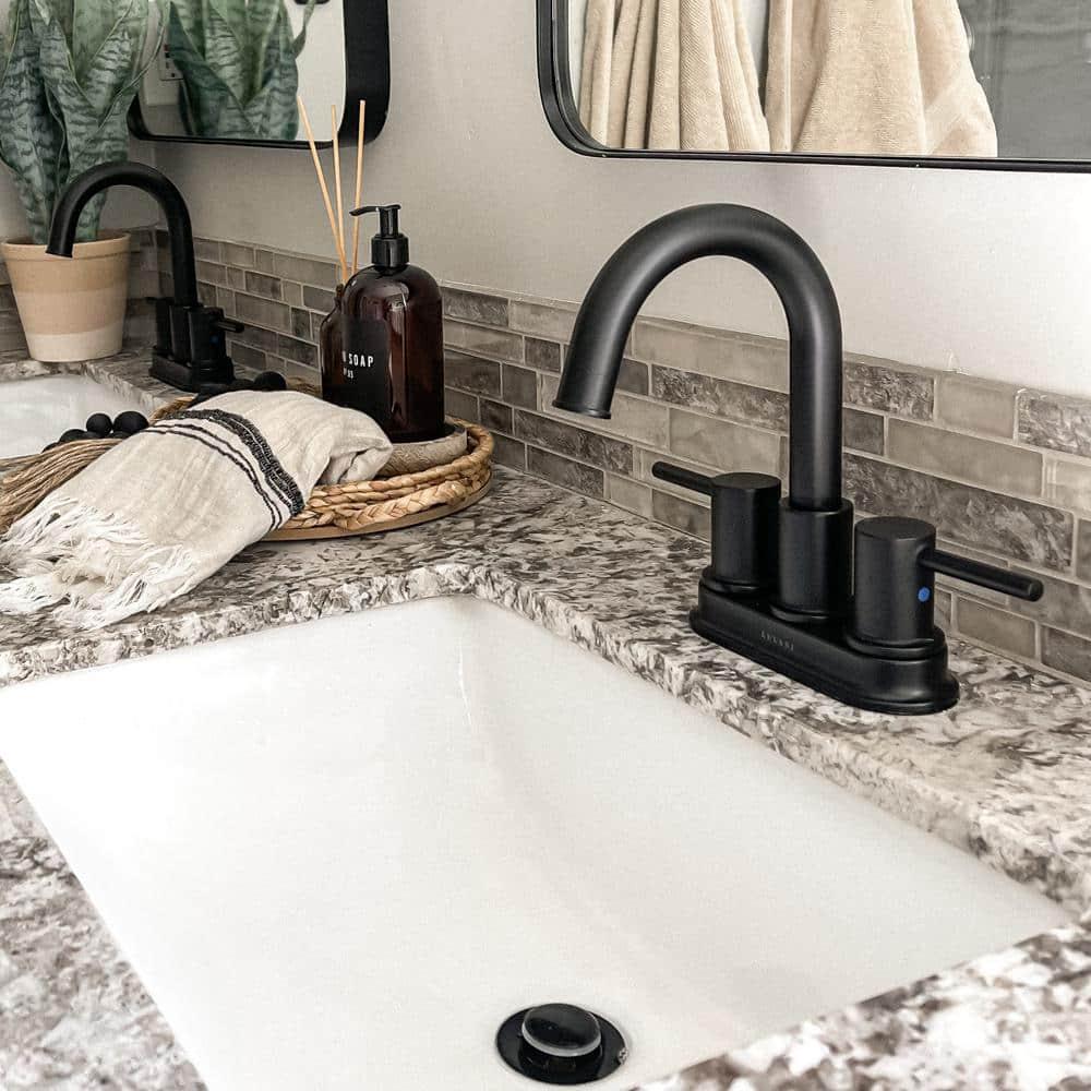 Lulani St Lucia 2Handle 4  Centerset Bathroom Faucet in Matte Black