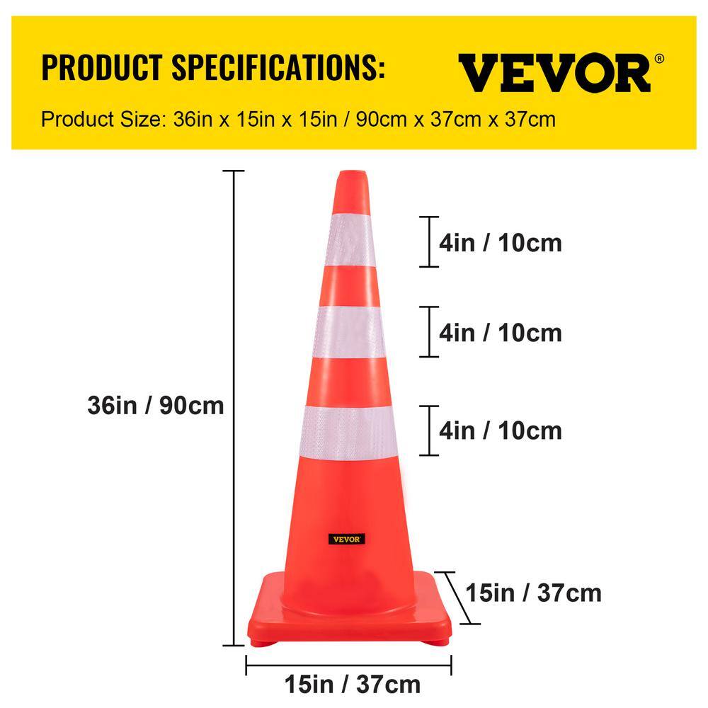 VEVOR Reflective Collars Traffic Cones with Weighted Base and Reflective Collars for Traffic Control (6-Pack) AQZYCQHBJ3636KKUBV0