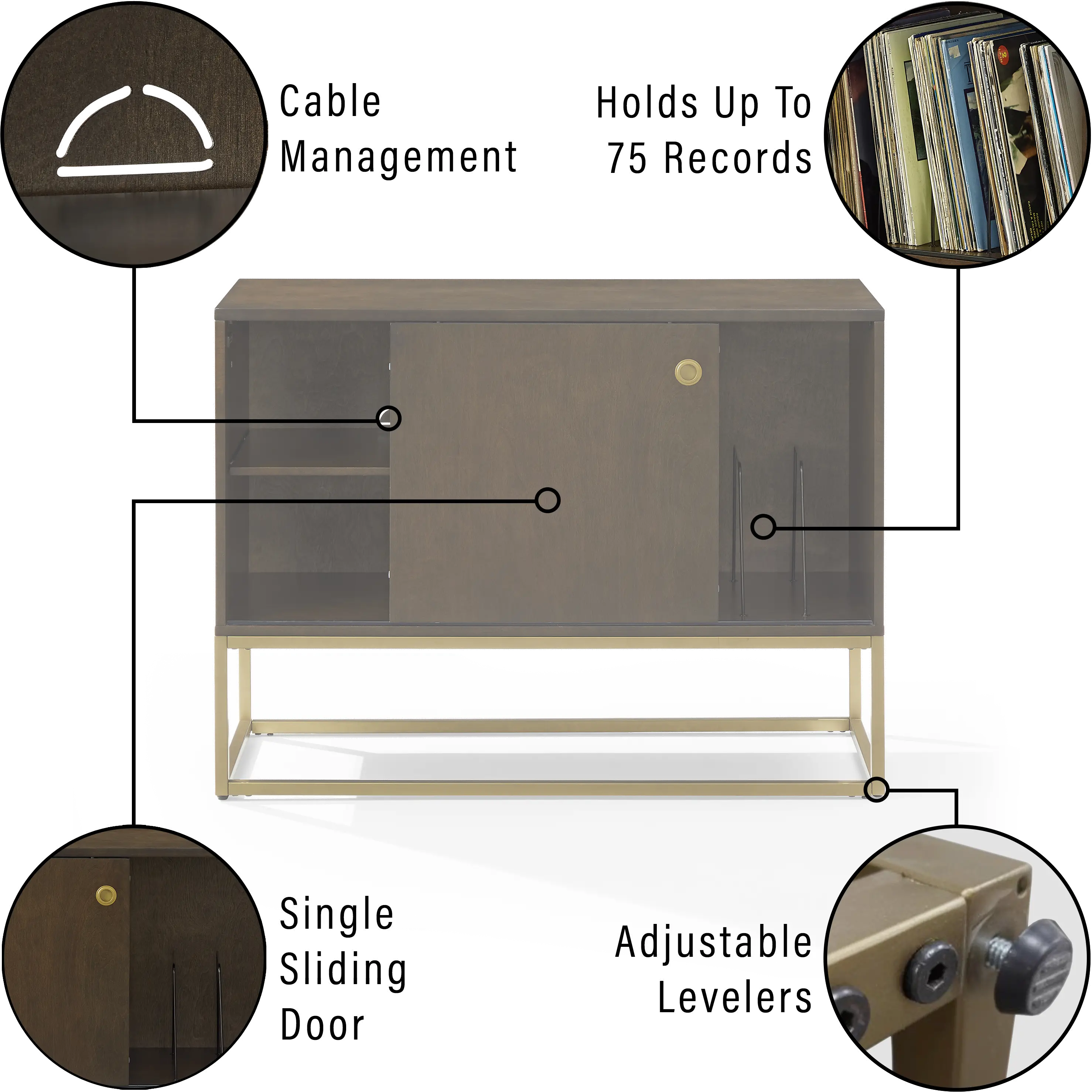 Byron Media Console with Gold Base