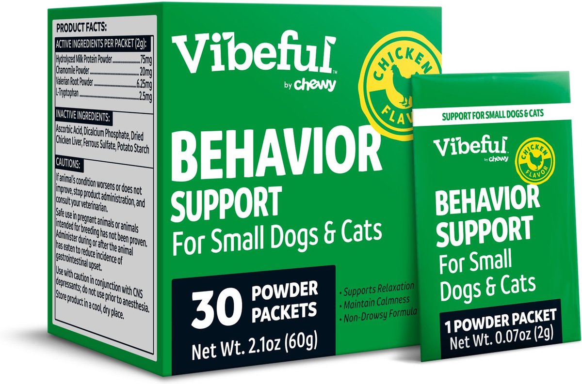 Vibeful Behavior Support Powder Calming Supplement for Small Dogs and Cats