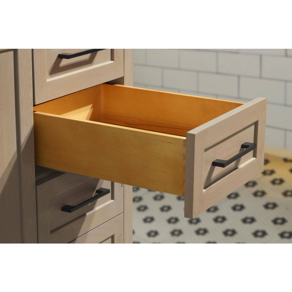 Ari Kitchen and Bath Huntington 42 in x 22 in D x 34.50 in H Bath Vanity in Oak Gray with White Engineered Stone Top with White Basin AKB-HUNTING-42-OAKGRY-WHTOP