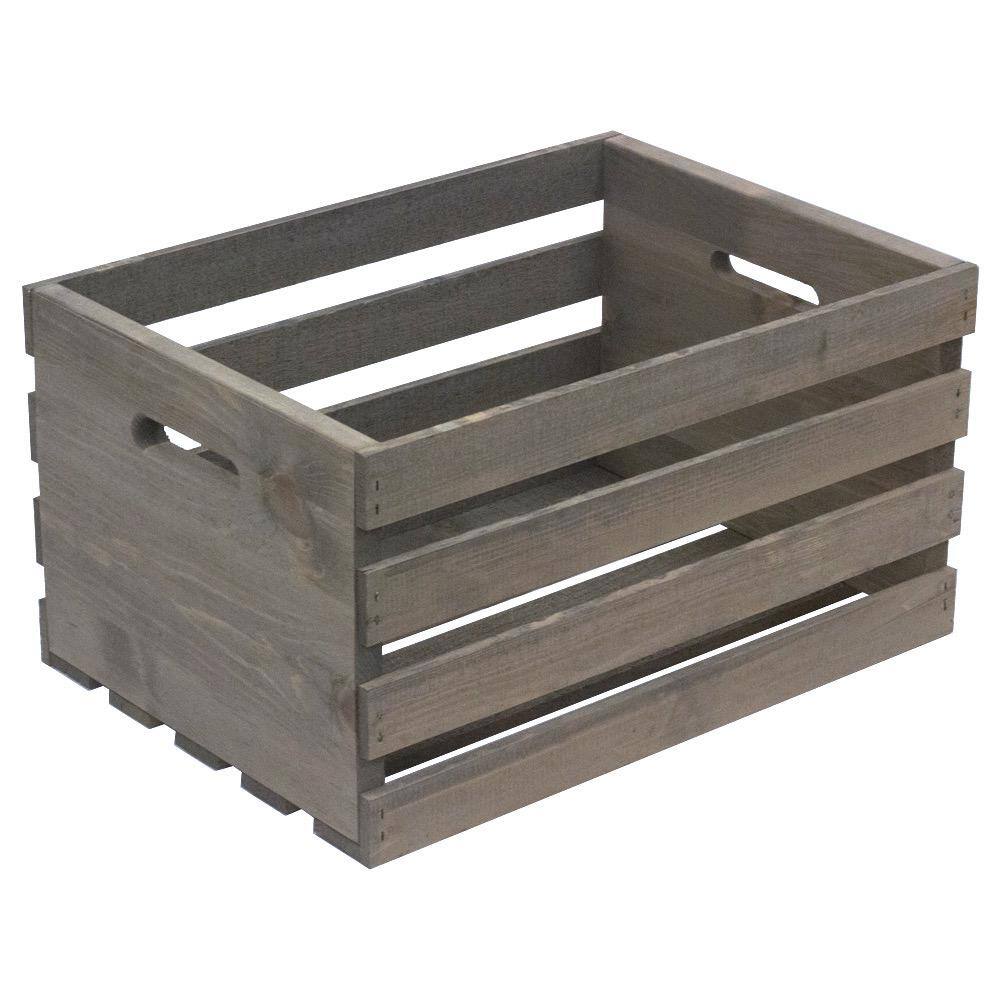 Crates  Pallet 18 in. x 12.5 in. x 9.5 in. Large Crate in Weathered Gray 69002