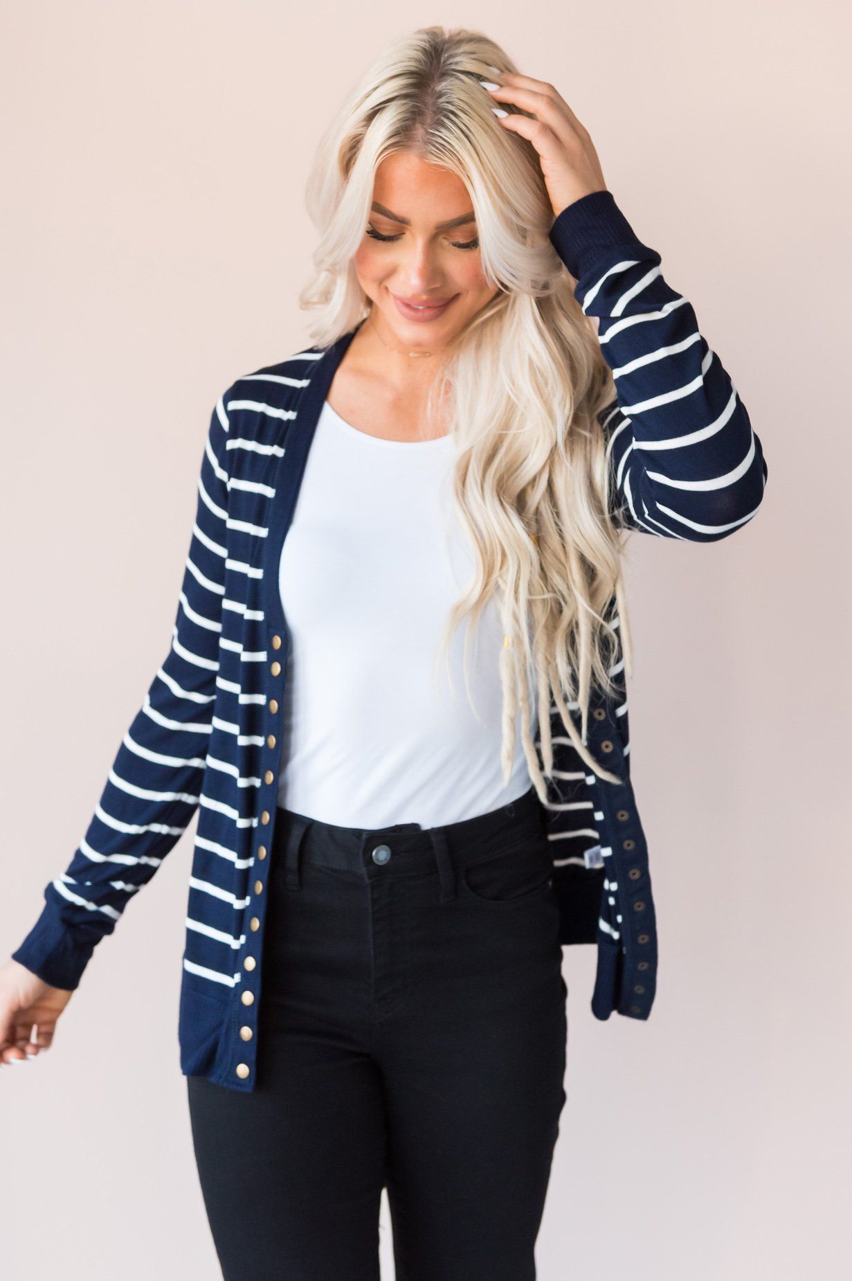 Striped Sweetheart Modest Cardigan