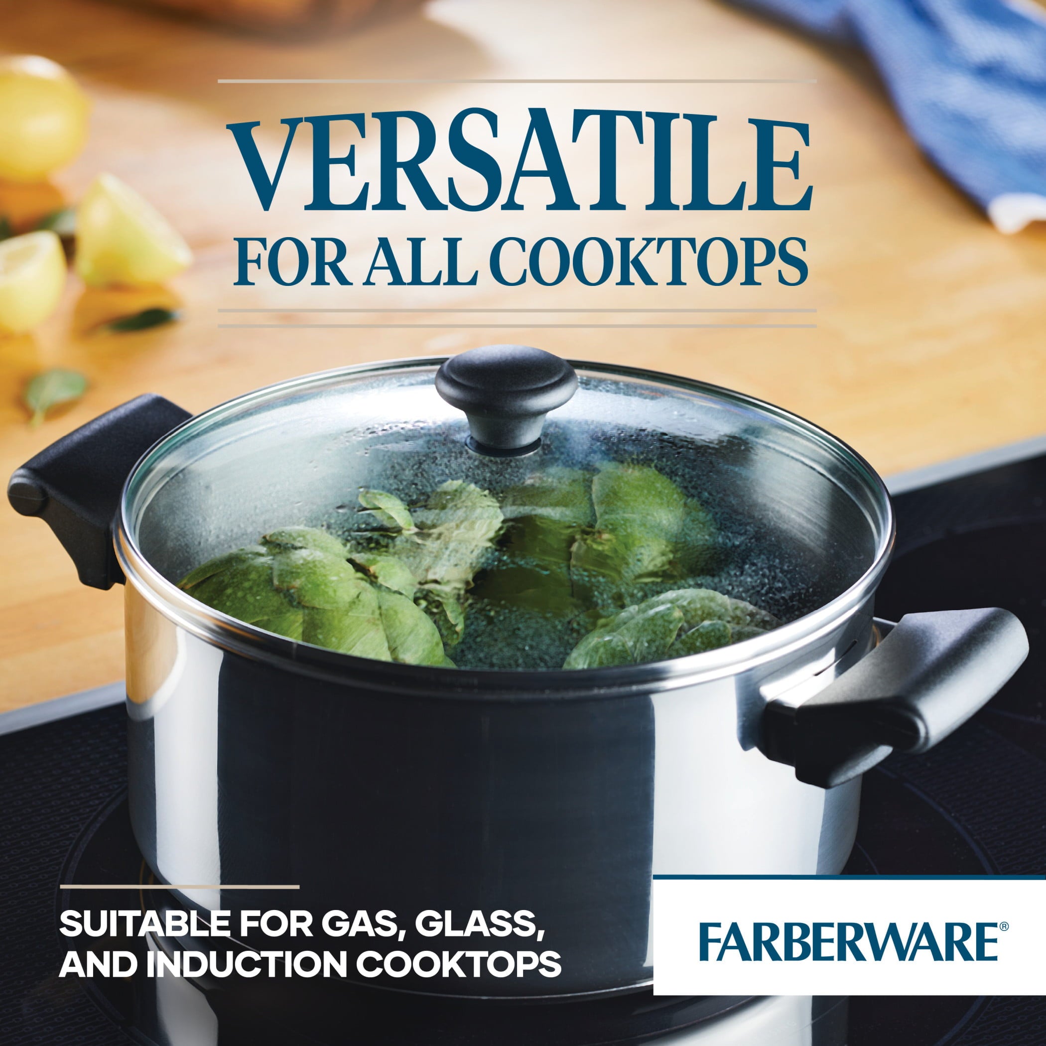 Farberware Classic Traditions Stainless Steel Cookware Set with Ceramic Frypans, 12-Piece Set