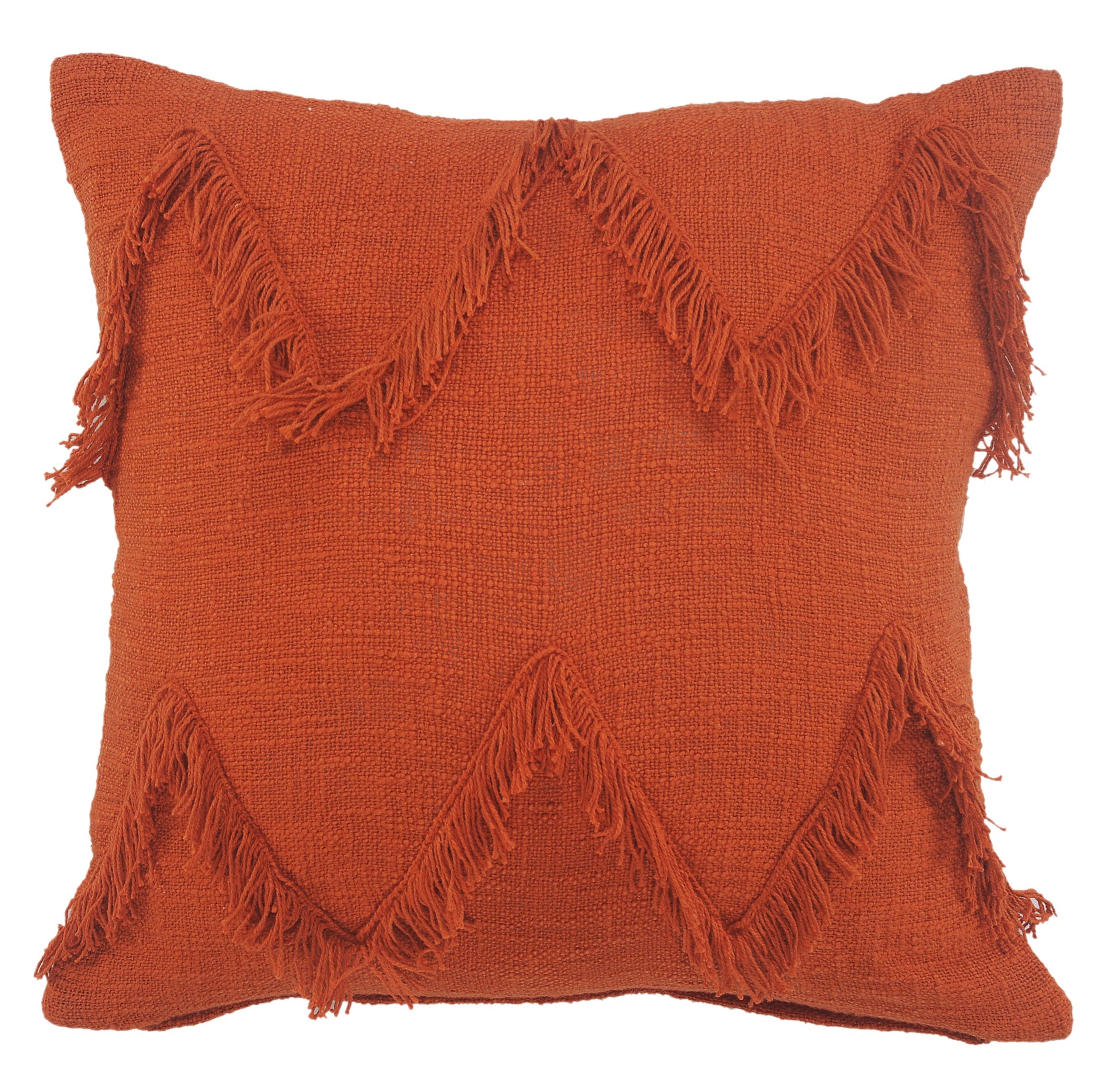 Ox Bay Solid Cinnamon Chevron Shag Throw Pillow, 20