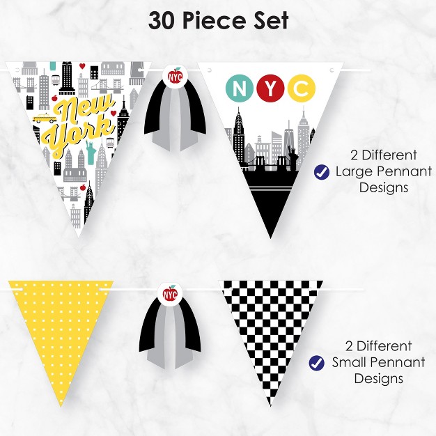 Big Dot Of Happiness Nyc Cityscape Diy New York City Party Pennant Garland Decoration Triangle Banner 30 Pieces