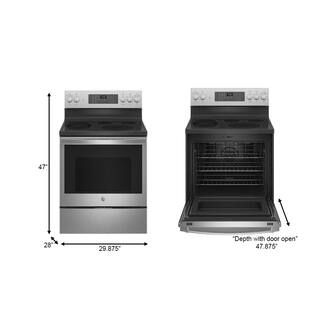 GE Profile 30 in. 5.3 cu. ft. Freestanding Electric Range in Fingerprint Resistant Stainless with True Convection and Air Fry PB935YPFS