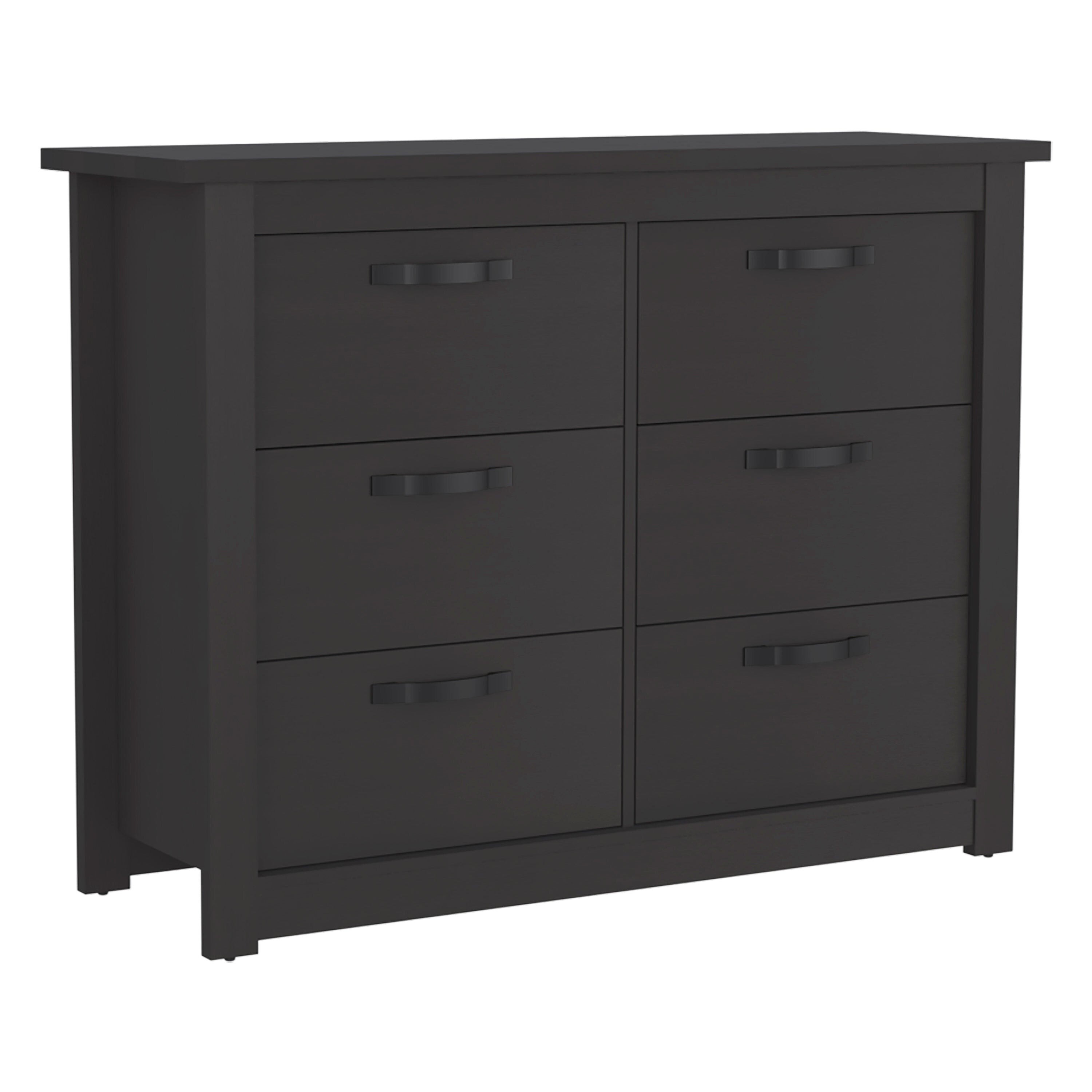 Becca Double Dresser with 6 Drawers， 4 Legs and Metal Hardware - - 35569980