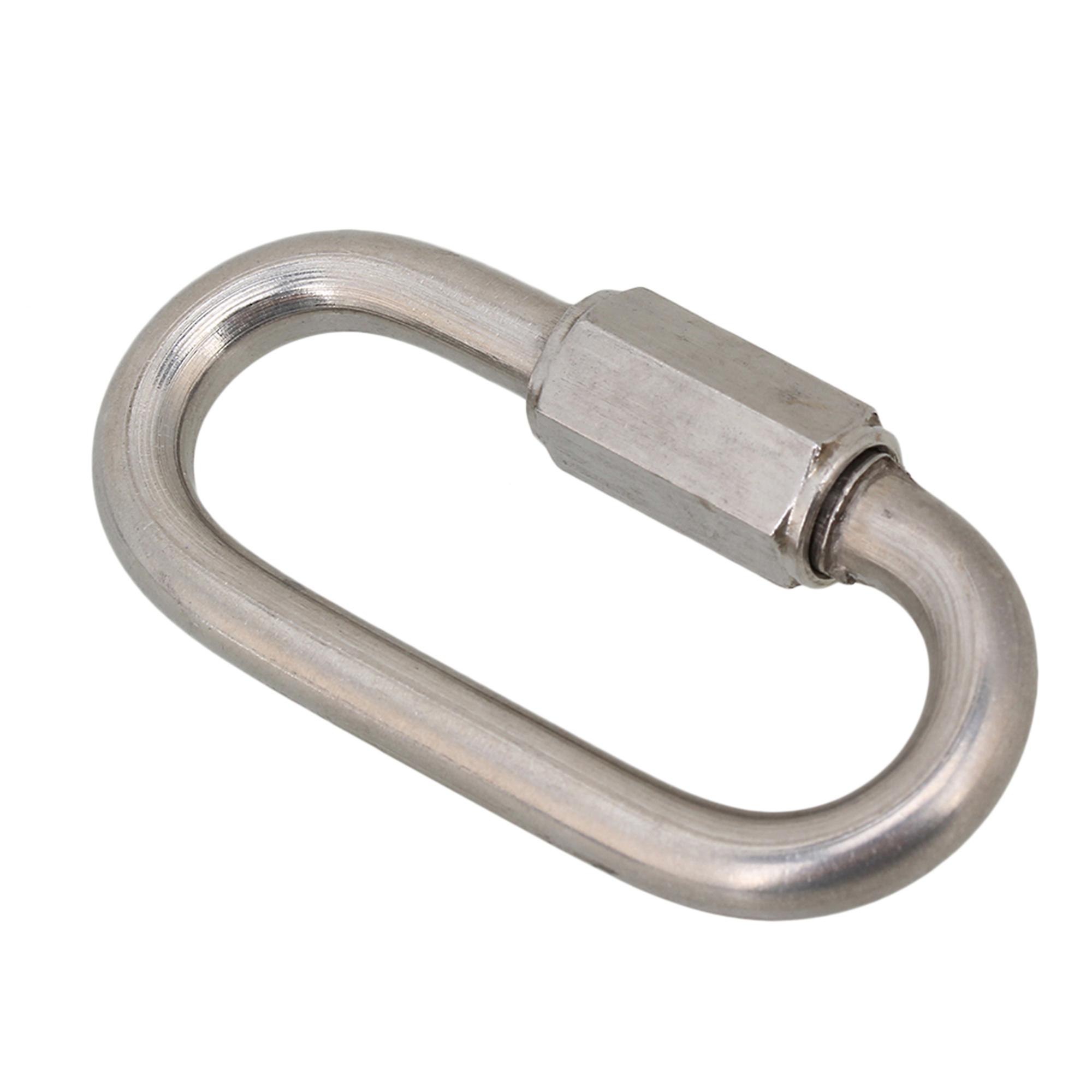 304 Edelstahl Quick Link Verschlussring Karabiner M6 2-er Set-Silber-Ton