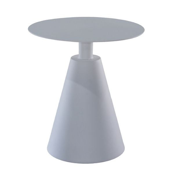 22 Inch Outdoor， Aluminum Side Table with Cone Shaped Base， White