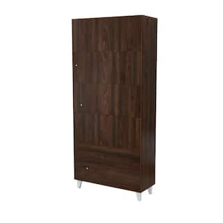 68 in. Walnut Standard Bookcase with 2-Door and Bookshelf SW-SJ-WA-10