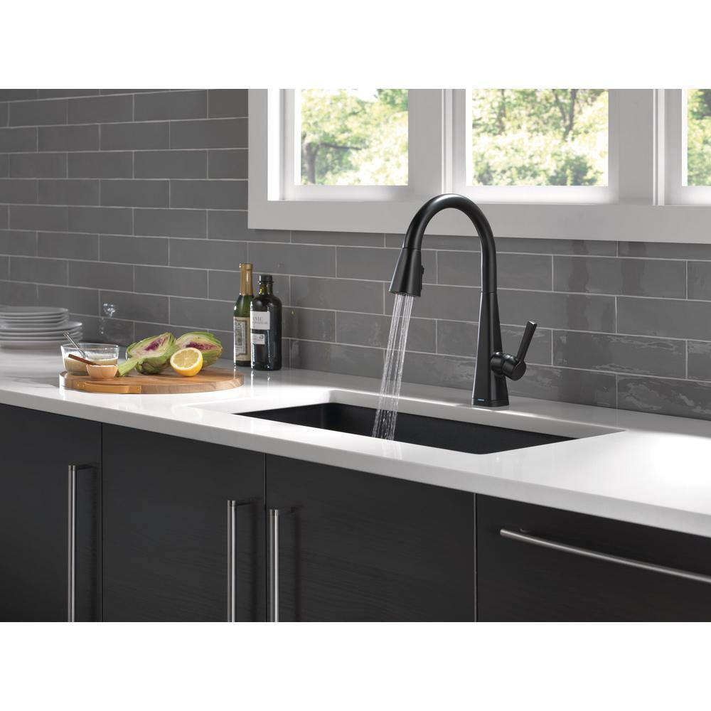 Delta Lenta Touch Single-Handle Pull-Down Sprayer Kitchen Faucet with ShieldSpray Technology in Matte Black 19802TZ-BL-DST