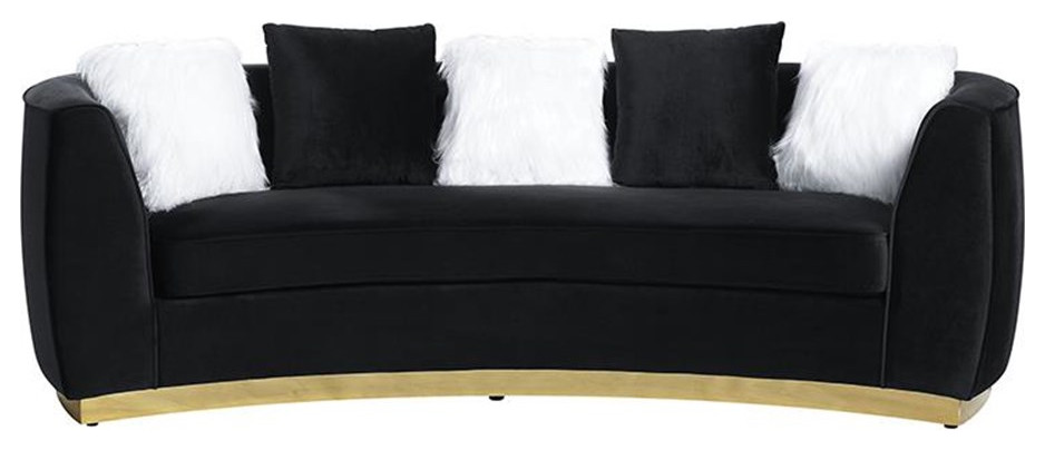 ACME Achelle Sofa with 5 Pillows in Black Velvet   Contemporary   Sofas   by Simple Relax  Houzz