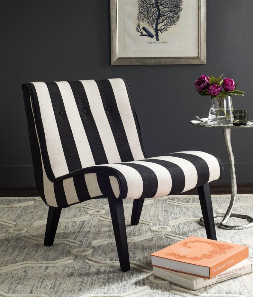 Dale Chair With Buttons Black/White   Transitional   Armchairs And Accent Chairs   by V.S.D Furniture  Houzz