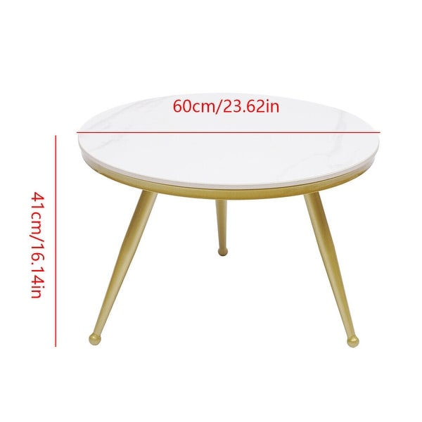 Modern Glossy White Coffee Table Round End Tables - 23.6in