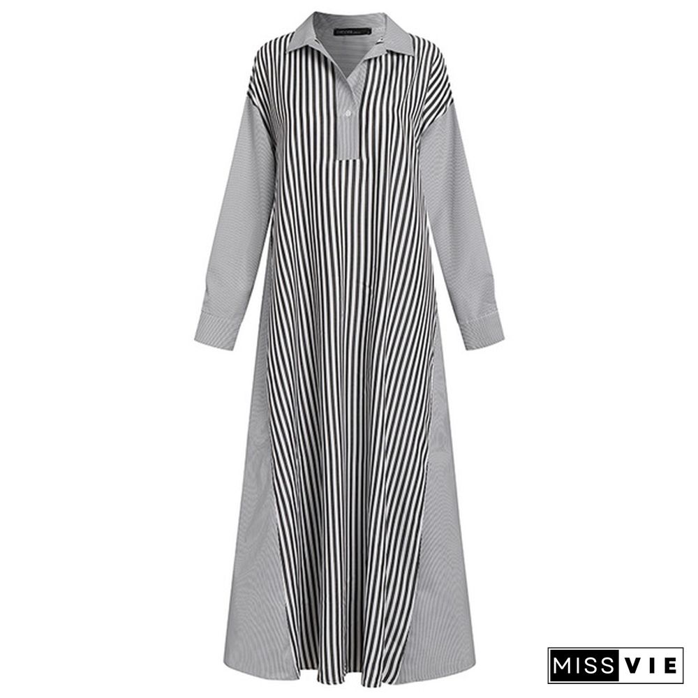 ZANZEA Women Autumn Long Sleeve Kaftan Loose Long Dress