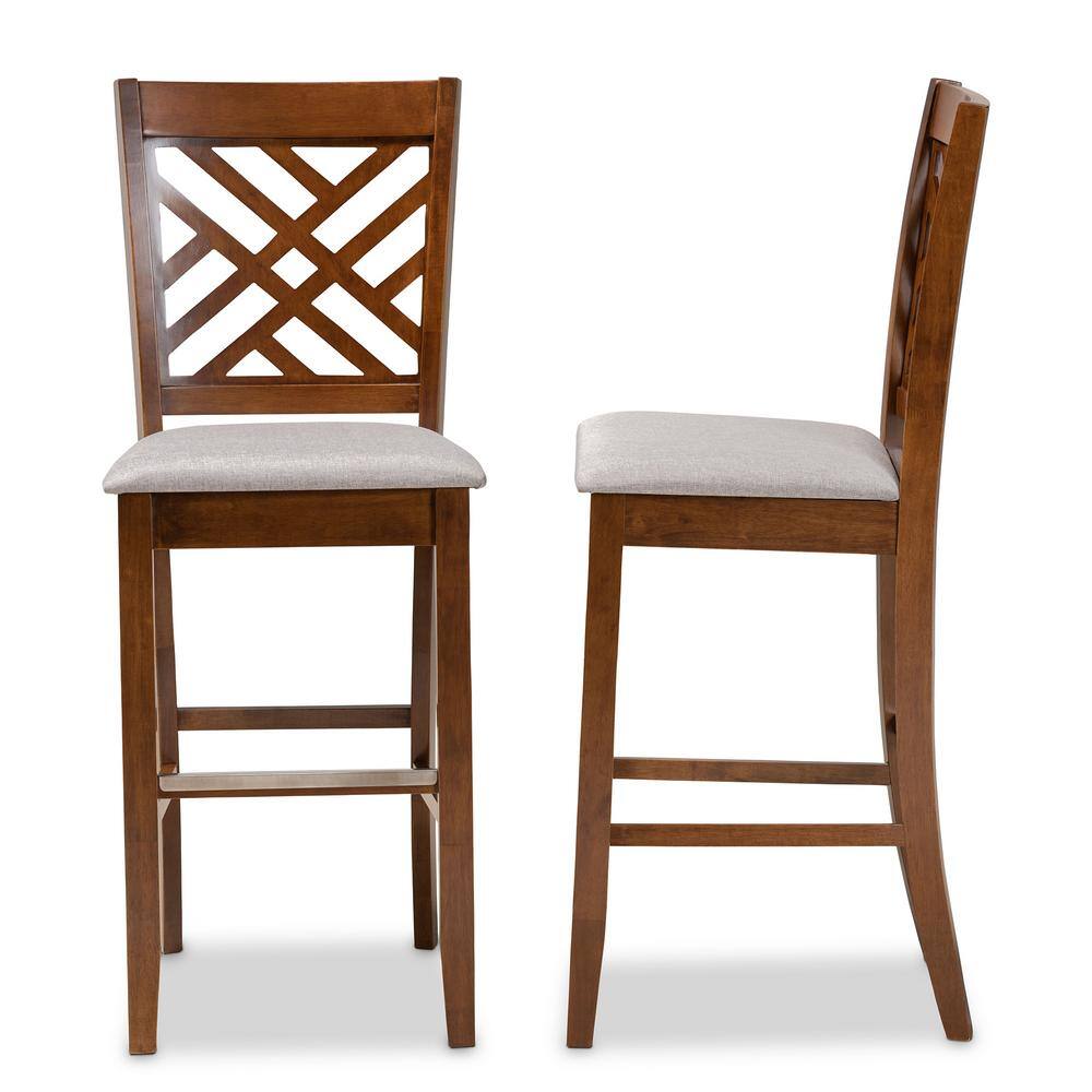 Baxton Studio 28.3 in. Jason Grey and Walnut Bar Stool (Set of 2) 167-2PC10852-HD