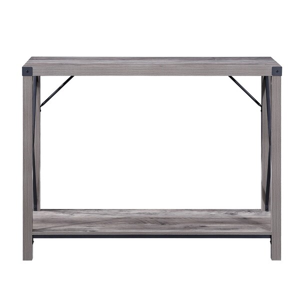 Ledel Rustic Wood Console Table With Storage Shelf