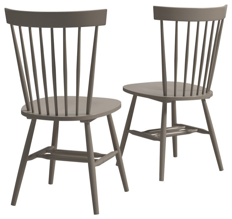 Sauder New Grange Solid Wood Spindle Back Dining Chair in Gray (Set of 2)   Midcentury   Dining Chairs   by Homesquare  Houzz