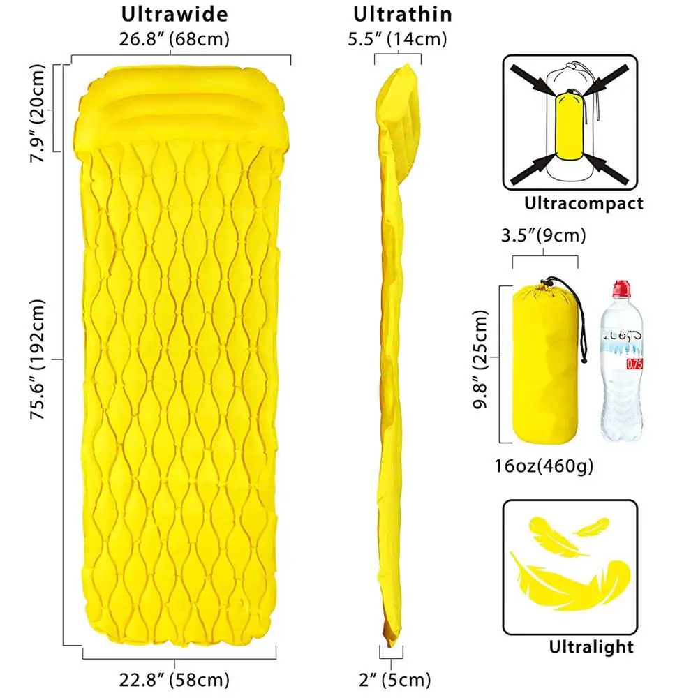 Ultralight Foldable Camping Bed Sleeping Pad Outdoor Comfortable Inflatable Sleeping Mattress