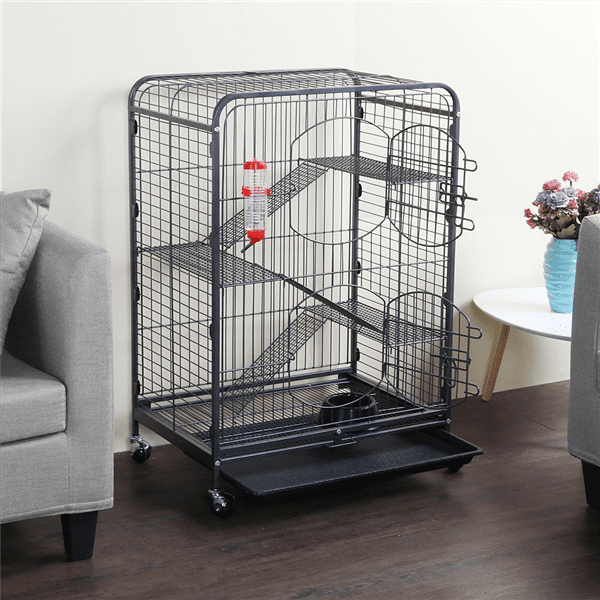 Easyfashion Metal Ferret and Small Animal Cage， Black， 37''