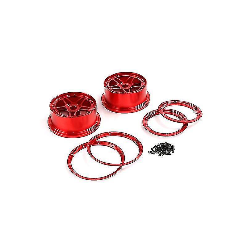 Cnc Metal Wheel Hub With Beadlock Wheel Rim Kit For 1/5 5ive T Rovan Kingmotorx2 Rc Parts，red