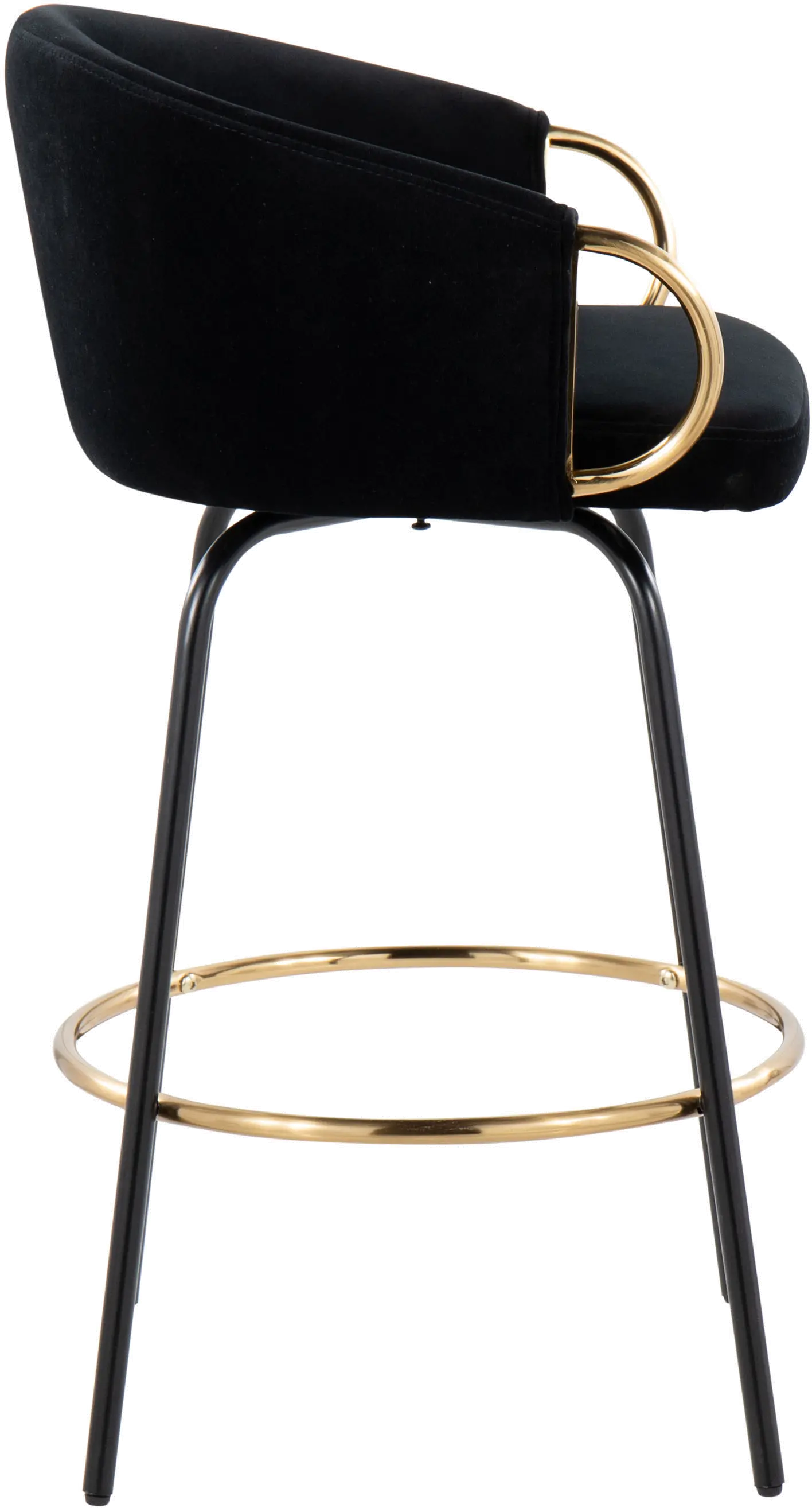 Claire Glam Gold and Black Velvet Barstool Stool， Set of 2