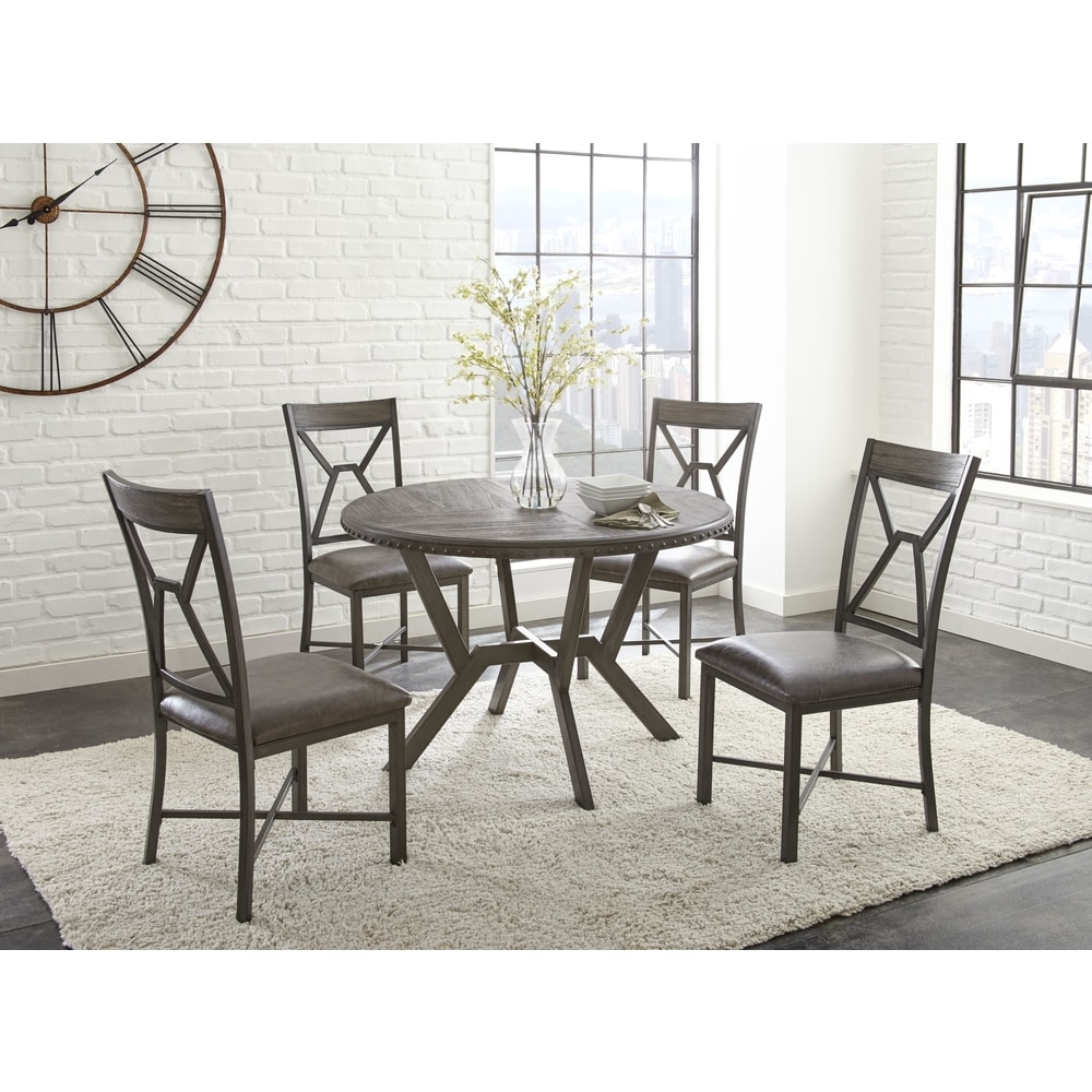 Asbury Grey Metal Base 5 piece Round Dining Set by Greyson Living