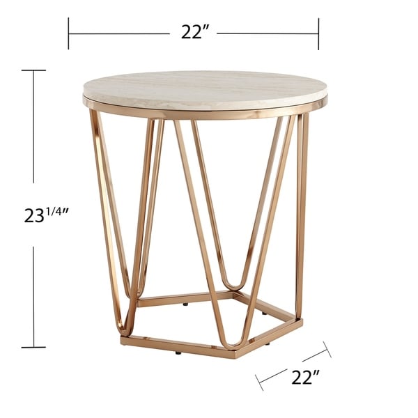 SEI Furniture Henderson Modern Faux Marble Gold Round Side Table